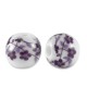 Ceramic bead round 6mm White-lotus purple